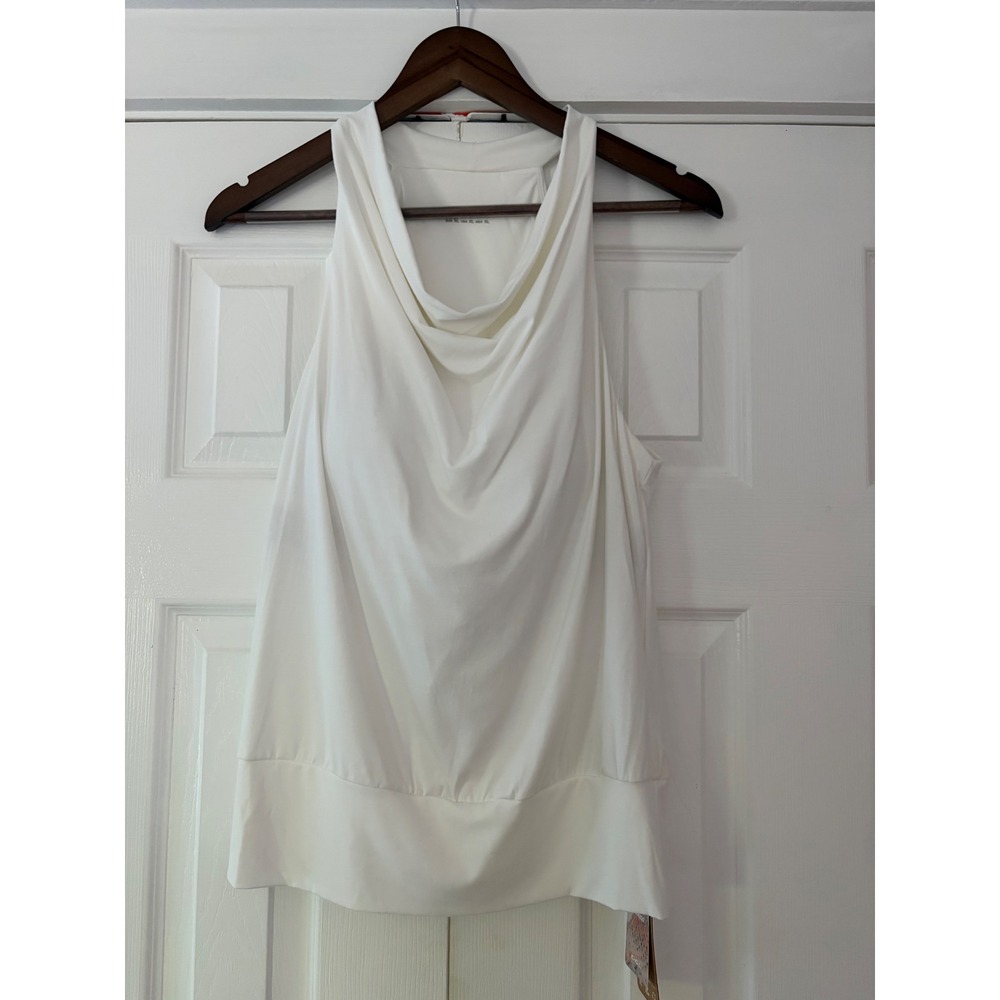 OGL SkinKiss Pure White Cowl Neck Halter Top Sleeveless Blouse XL NEW